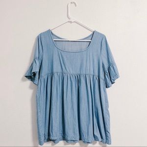 Chambray babydoll top